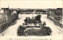 CPA Paris Panorama On the Gardens Of Louvre And the Champs Elysees Eiffel Tower