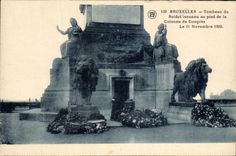 Tumba de CPA Bruselas del soldado desconocido a la base de columna congrios del leon del 11 de noviembre de 1922