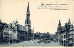 CPA Bruselas la grande coloca el ayuntamiento en la izquierda a la derecha la casa del rey en el contenido