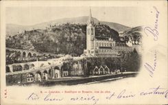 CPA Lourdes Basilique et Rosaire Vus de Cote