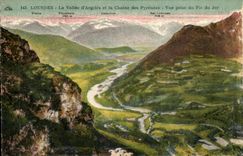 CPA Lourdes La vallee d'Argeles et la Chaine des Pyrenees Vue prise du Pic du jer