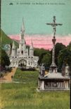 CPA Lourdes la Basllique et le Calvaire Breton