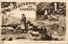 CPA Souvenir De Lourdes Sainte Bernadette Gardant les Moutons 