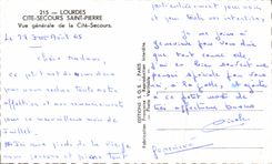 CPA Lourdes Cite Secours Saint Pierre Vue generale de la Cite Secours