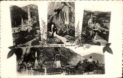 CPA Lourdes La Basilique La Grotte et Apparition