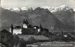CPA Aigle Le Chateau et les Alpes Valaisannes 