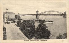 CPA Bonn Rheinbrucke und Rheinanlagen Boat