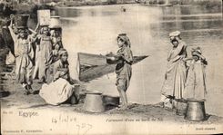 CPA Egypt Carrying water at the edge of the Nile Children