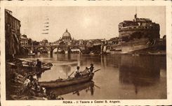 CPA Roma Tevere E Castel Pecheurs Peche 