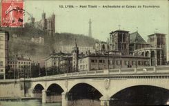 CPA Lyon Bridge Tilsitt Archbishop's palace and Coteau of Fourvieres