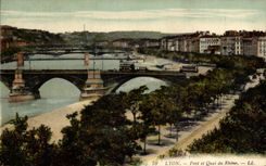CPA Lyon Bridge and quay Of the Rhone