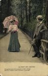 CPA Le Pont Des Amours Le Galant Amoureiux Guette Le Clair Corsage Femme
