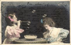 CPA Stebbing Children Bubbles of soap