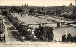 Panorama de CPA Paris en el Seine hacia Notre Dame y el ISCED
