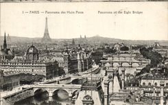El panorama de CPA Paris de Huits tiende un puente sobre la torre Eiffel