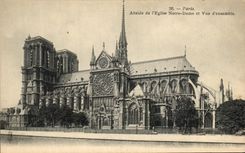 CPA Paris Abside De Church Notre Dame and Vue Together
