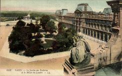 CPA Paris el jardin de Tileries y el museo del Louvre