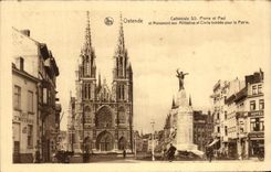 CPA Cathedrale Pierre et Paul Ostende et Moument aux Milltaires et Civils tombes pour la patrie 