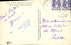 CPA Vichy Etablissement Thermal De lere Classe Entree principale