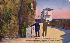 CPA Grimaldi Ventimiglia Doganieri Francese e italiani al Ponte S Luigi Douaniers