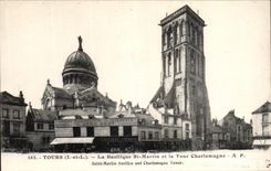 CPA Tours La Basilique St Martin et la Tour Charlemagne Saint Martin Basilica and Charlemagne Tower