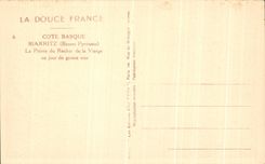 CPA La Douce France cote Basque Biarritz La Pointe du Rocher de la Vierge un Jour de grosse mer