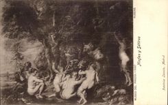 CPA Museum Del Prado Ninfas there Satiros Rubens Madrid