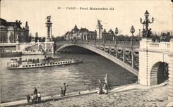 CPA Paris Pont Alexandre III peniche Pecheur