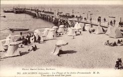 CPA Arcachon La Plage Et La Jetee Promenade 