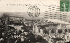 CPA Angers the Castle the Church Saint Laud Maine Seen from In the Airplane