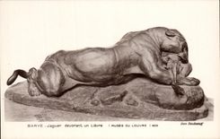 CPA Barye Jaguar Devorant Un Lievre Musee du Louvre