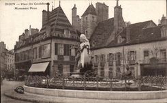 VINTAGE POSTCARD Dijon Places of Cordeliers Monument Piron At the Ancient oak