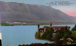 CPA Aix Les Bains Lac Du Bourget Abbaye d Haute combe Vue vers Aix et le Mont Revard 