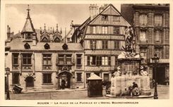 VINTAGE POSTCARD Rouen the Place Of the Virgin And L Bourgtheroulde Hotel