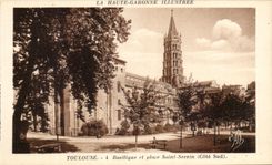 CPA La Haute Garonne Illustree Toulouse Basilique et place Saint Sernin