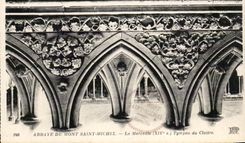 VINTAGE POSTCARD Mont Saint Michel the Wonder Tympanum of the Cloister