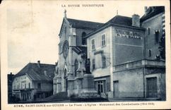 VINTAGE POSTCARD Holy Genix On Guiers the Place L Church Monument of the Combatants 1914 1918 Militaria