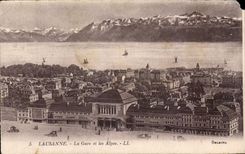 CPA Lausanne La Gare et Les Alpes 