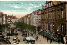 VINTAGE POSTCARD Liege Places Market L Town hall and the Perron