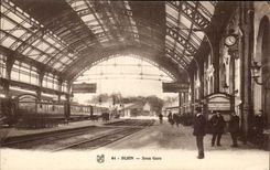 VINTAGE POSTCARD Dijon Under Station Train