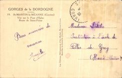 POSTAL San Martin Meanne de la VENDIMIA visto en el camino del puente D Eylac Saint del privat