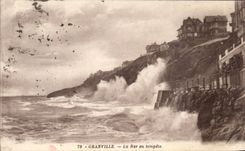 CPA Granville La Mer en Tempete 