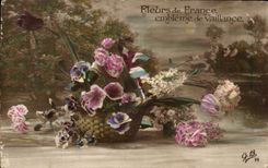 Flores de la POSTAL de la VENDIMIA del emblema de Francia de Militaria Valiancy