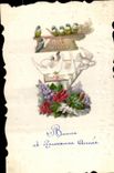 CPA Bonne Annee Colombe Oiseaux