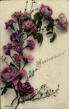 Flores del cumpleanos de la fantasia de la POSTAL de la VENDIMIA