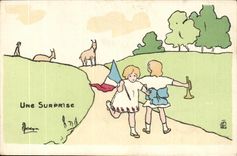 VINTAGE POSTCARD a Surprise Children Illustrator