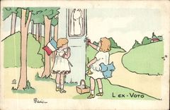 VINTAGE POSTCARD Children Illustrator Ex Voto