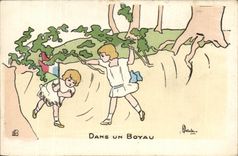 VINTAGE POSTCARD in a bowel Children Illustrator