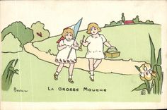 VINTAGE POSTCARD the Large Fly Children Illustrator