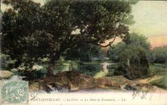 VINTAGE POSTCARD Palate Fontainebleau the Pond of Franchard